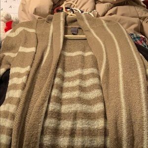 Long tan and white striped sweater